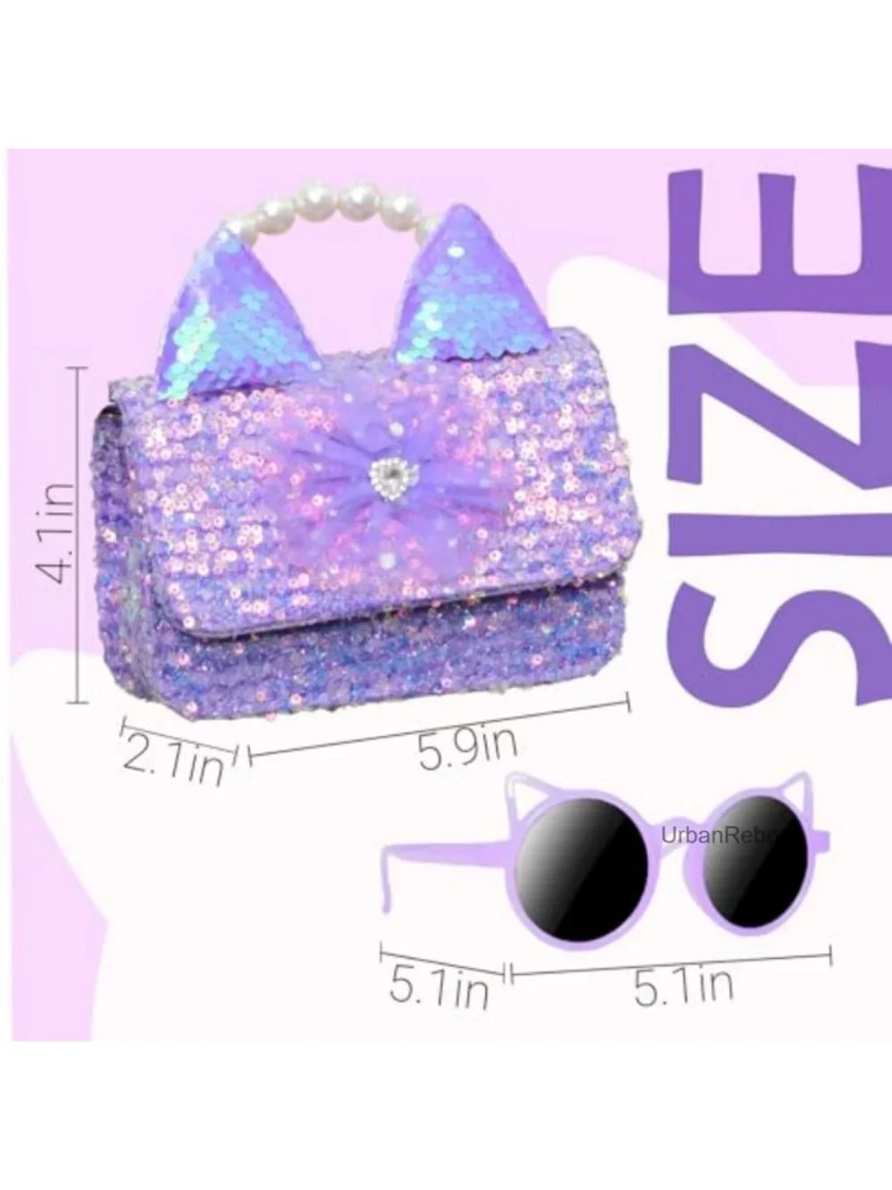 Girls Crossbody Purse Cat Bunny Handbag Sequin Mini Wallet for Little Kids